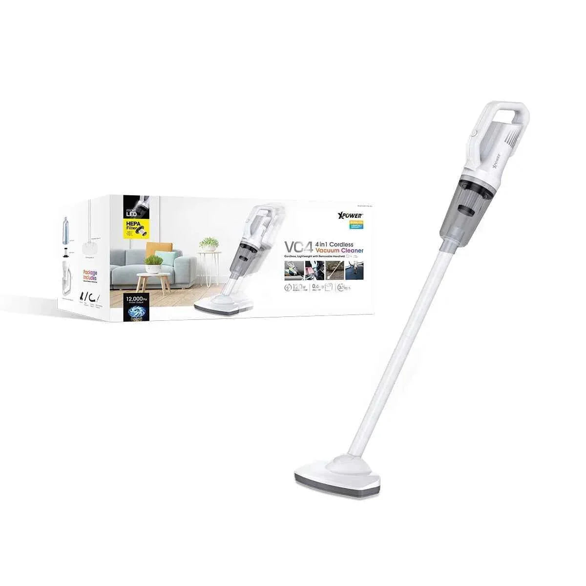 XPower VC4 4In1 Cordless Vacuum Cleaner 6000mAh Battery - White XPower VC4 4In1 Cordless Vacuum Cleaner 6000mAh Battery - White
